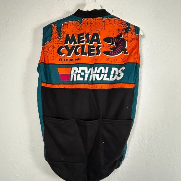 Voler Mens Zip Front Cycling Vest Small Orange Teal Mesa Cycles Reynolds Pockets - Picture 2 of 7